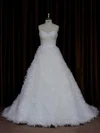 Ball Gown Sweetheart Tulle Court Train Wedding Dresses With Ruffles #Milly00021989