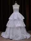 Ball Gown Sweetheart Tulle Sweep Train Wedding Dresses With Tiered #Milly00021990