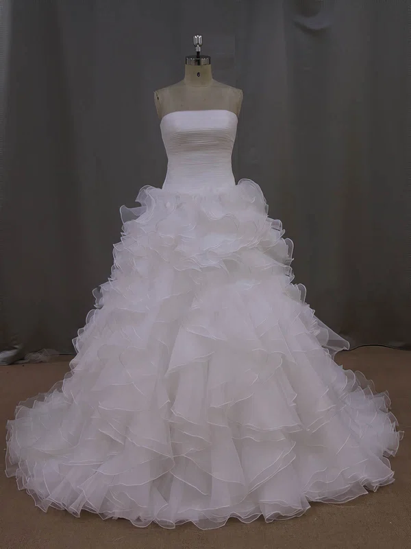 Ball Gown Straight Organza Court Train Wedding Dresses With Tiered #Milly00021994