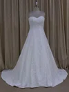 Ball Gown Sweetheart Tulle Court Train Wedding Dresses With Appliques Lace #Milly00021773