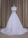 Ball Gown Straight Tulle Chapel Train Wedding Dresses With Beading #Milly00021808
