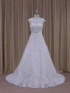 Ball Gown Illusion Tulle Chapel Train Wedding Dresses With Beading #Milly00021814
