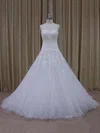 Ball Gown Sweetheart Tulle Court Train Wedding Dresses With Appliques Lace #Milly00021844