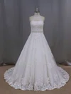 Ball Gown Sweetheart Tulle Court Train Wedding Dresses With Beading #Milly00021886
