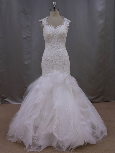 New Arrival Trumpet/Mermaid Tulle Appliques Lace Ivory Sweetheart Wedding Dress #Milly00021993
