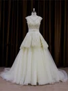 Ivory Tulle Princess Appliques Lace V-neck New Wedding Dresses #Milly00022013
