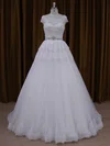 Ball Gown Illusion Tulle Sweep Train Wedding Dresses With Tiered #Milly00022025