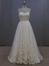 Tulle with Appliques Lace Ivory Sweep Train Lace-up New Arrival Wedding Dresses #Milly00022044