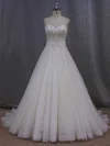 Ball Gown Sweetheart Tulle Court Train Wedding Dresses With Beading #Milly00022064