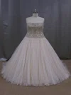Ball Gown Straight Tulle Sweep Train Wedding Dresses With Beading #Milly00022069