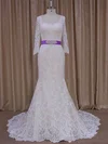 Trumpet/Mermaid Sweetheart Lace Court Train Wedding Dresses With Sashes / Ribbons #Milly00022076