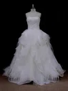 Ball Gown Sweetheart Tulle Court Train Wedding Dresses With Cascading Ruffles #Milly00022095