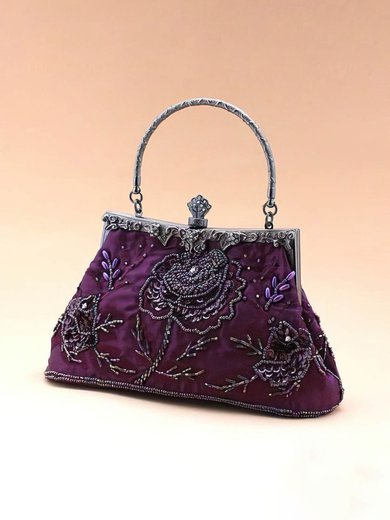 Silver Satin Ceremony&Party Imitation Pearl Handbags #Milly03160036
