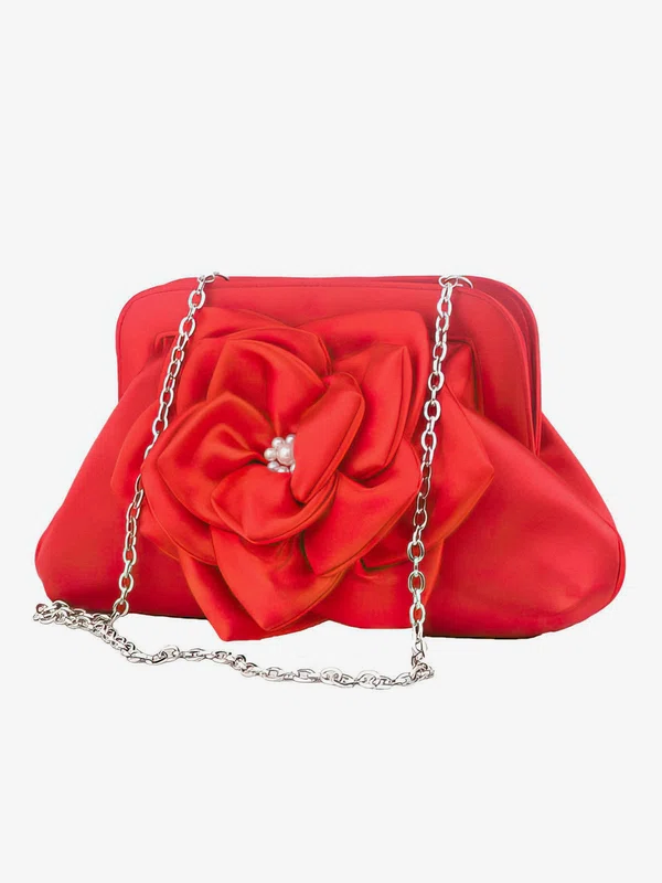 Red Silk Wedding Flower Handbags #Milly03160074