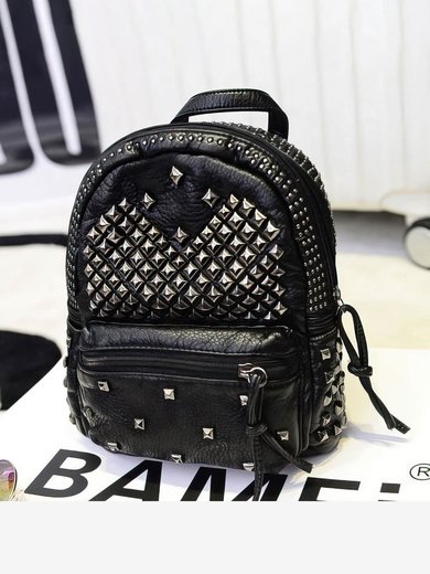 Black PU Casual & Shopping Rivet Handbags #Milly03160139