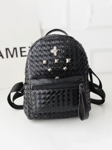 Black PU Casual & Shopping Metal Handbags #Milly03160140