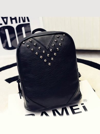 Black PU Casual & Shopping Rivet Handbags #Milly03160141