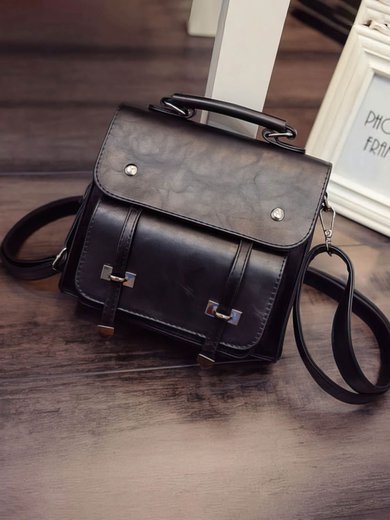 Black PU Casual & Shopping Metal Handbags #Milly03160143