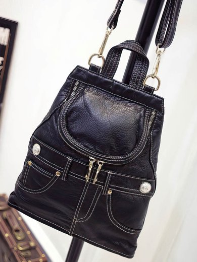 Black PU Casual & Shopping Metal Handbags #Milly03160154