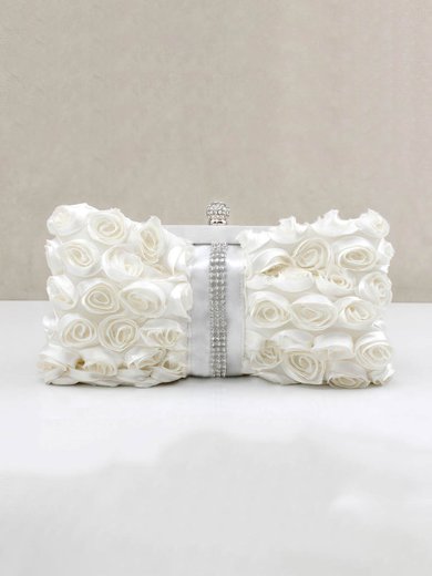 White Silk Wedding Crystal/ Rhinestone Handbags #Milly03160241