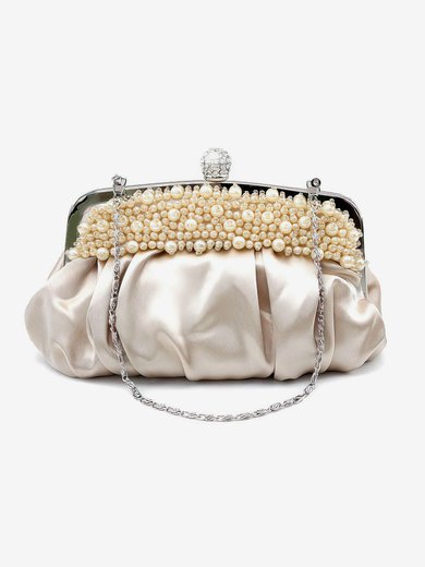 Black Silk Wedding Imitation Pearl Handbags #Milly03160248