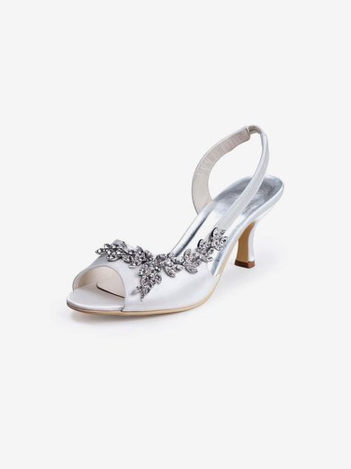 Women's Satin with Crystal Cone Heel Sandals Pumps #Milly03030011