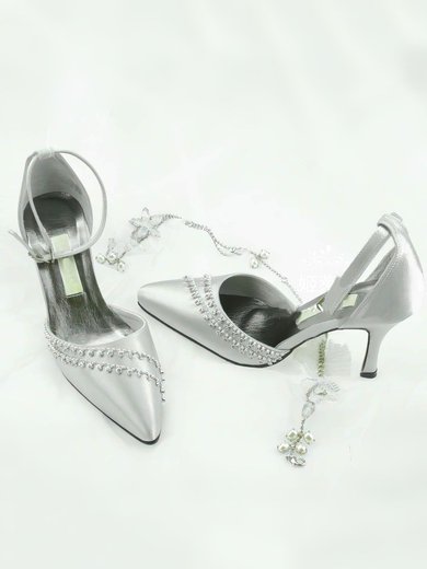 Women's Patent Leather with Buckle Crystal Stiletto Heel Pumps Closed Toe #Milly03030019