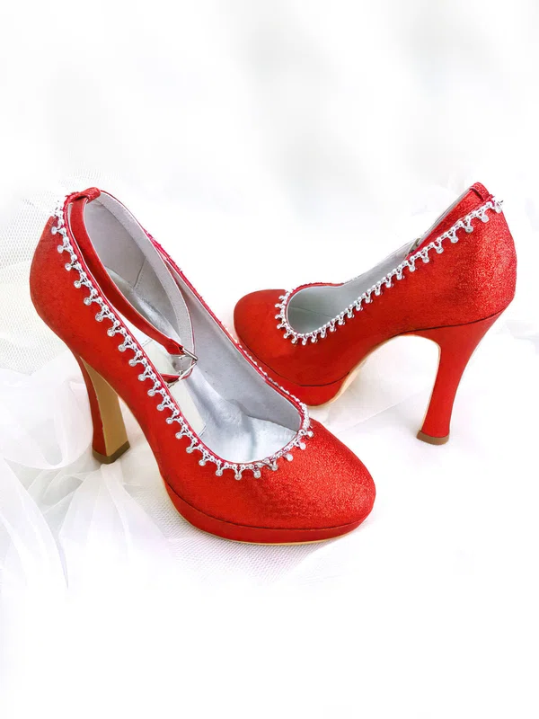 Women's Sparkling Glitter with Buckle Crystal Stiletto Heel Pumps Closed Toe Platform #Milly03030024