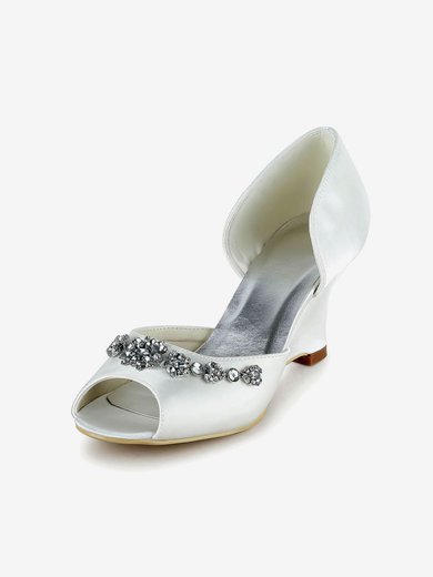 Women's Satin with Crystal Wedge Heel Pumps Sandals #Milly03030028