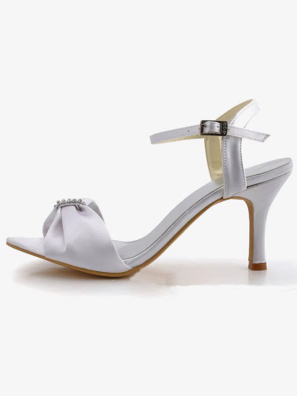 Women's Satin with Buckle Crystal Stiletto Heel Pumps Sandals #Milly03030030