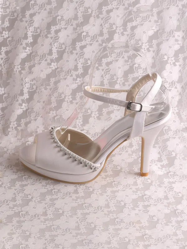 Women's Satin with Buckle Crystal Stiletto Heel Pumps Sandals #Milly03030064