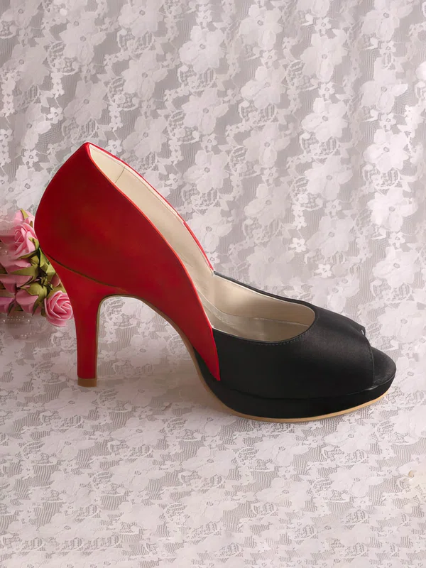 Women's Satin   Stiletto Heel Pumps Peep Toe Platform #Milly03030065