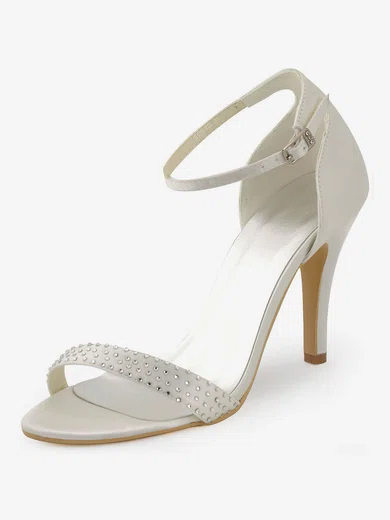 Women's Satin with Buckle Crystal Stiletto Heel Pumps Sandals #Milly03030096