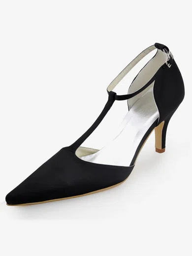 Women's Satin with Buckle Stiletto Heel Pumps Closed Toe #Milly03030100