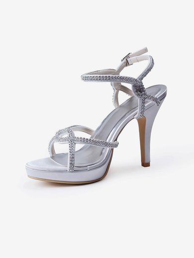 Women's Satin with Crystal Stiletto Heel Pumps Sandals #Milly03030102