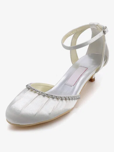 Women's Satin with Crystal Ruffles Buckle Low Heel Closed Toe Sandals #Milly03030106