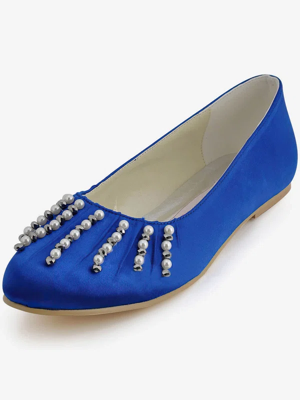 Women's Satin with Pearl Flat Heel Flats #Milly03030115