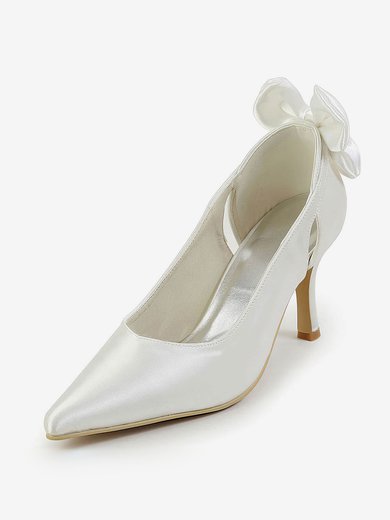 Women's Satin with Bowknot Hollow-out Stiletto Heel Pumps Closed Toe #Milly03030126