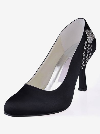 Women's Satin with Crystal Stiletto Heel Pumps Closed Toe #Milly03030137