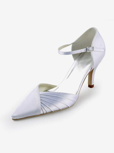 Women's Satin with Buckle Ruched Stiletto Heel Pumps Closed Toe #Milly03030150