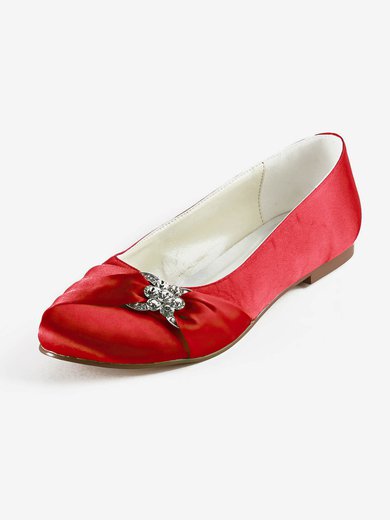 Women's Satin with Crystal Flat Heel Flats #Milly03030165