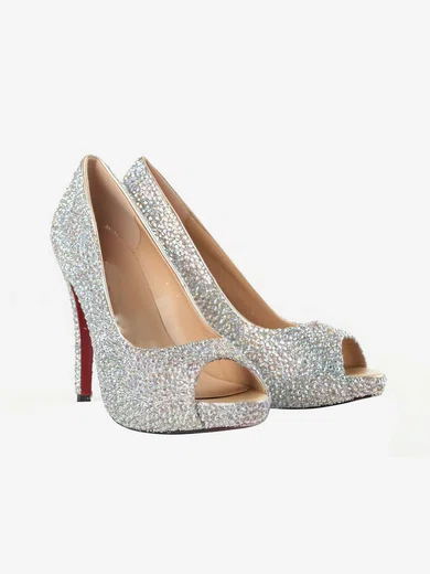 Women's Multi-color Suede Pumps/Peep Toe/Platform with Crystal #Milly03030194