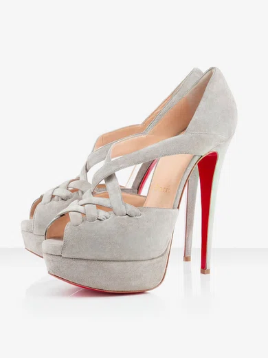 Women's White Suede Platform/Peep Toe/Pumps #Milly03030200