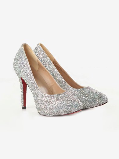 Women's Multi-color Suede Pumps/Closed Toe with Crystal #Milly03030208