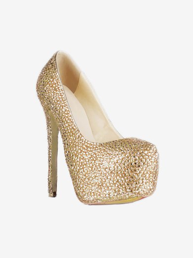 Women's Champagne Suede Platform/Pumps with Crystal/Crystal Heel #Milly03030223