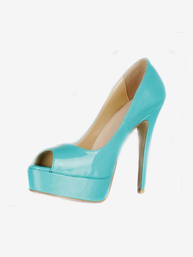Women's Green Patent Leather Pumps/Peep Toe/Platform #Milly03030225