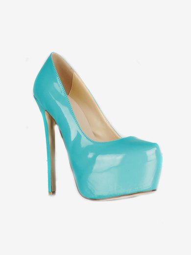 Women's Green Patent Leather Pumps/Closed Toe/Platform #Milly03030226
