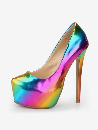 Women's Multi-color Patent Leather Pumps/Closed Toe/Platform #Milly03030243