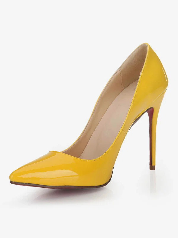 Women's Yellow Patent Leather Pumps/Closed Toe #Milly03030248