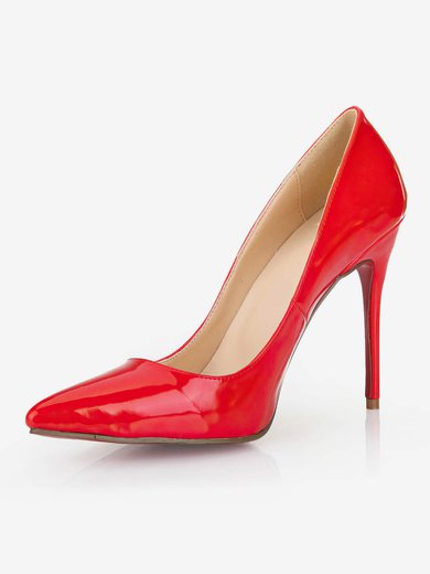 Women's Red Patent Leather Pumps/Closed Toe #Milly03030249